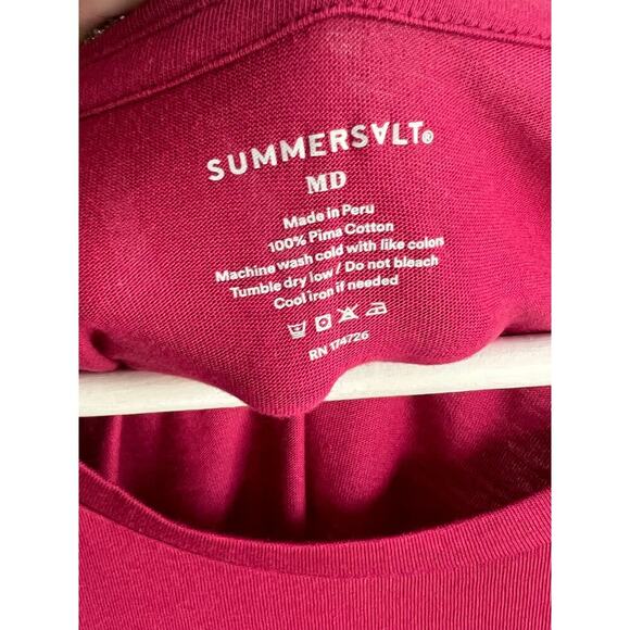 Summersalt The Luxe Pima Cotton Twist-Sleeve T-Shirt Dress Currant Women's M - Picture 8 of 11